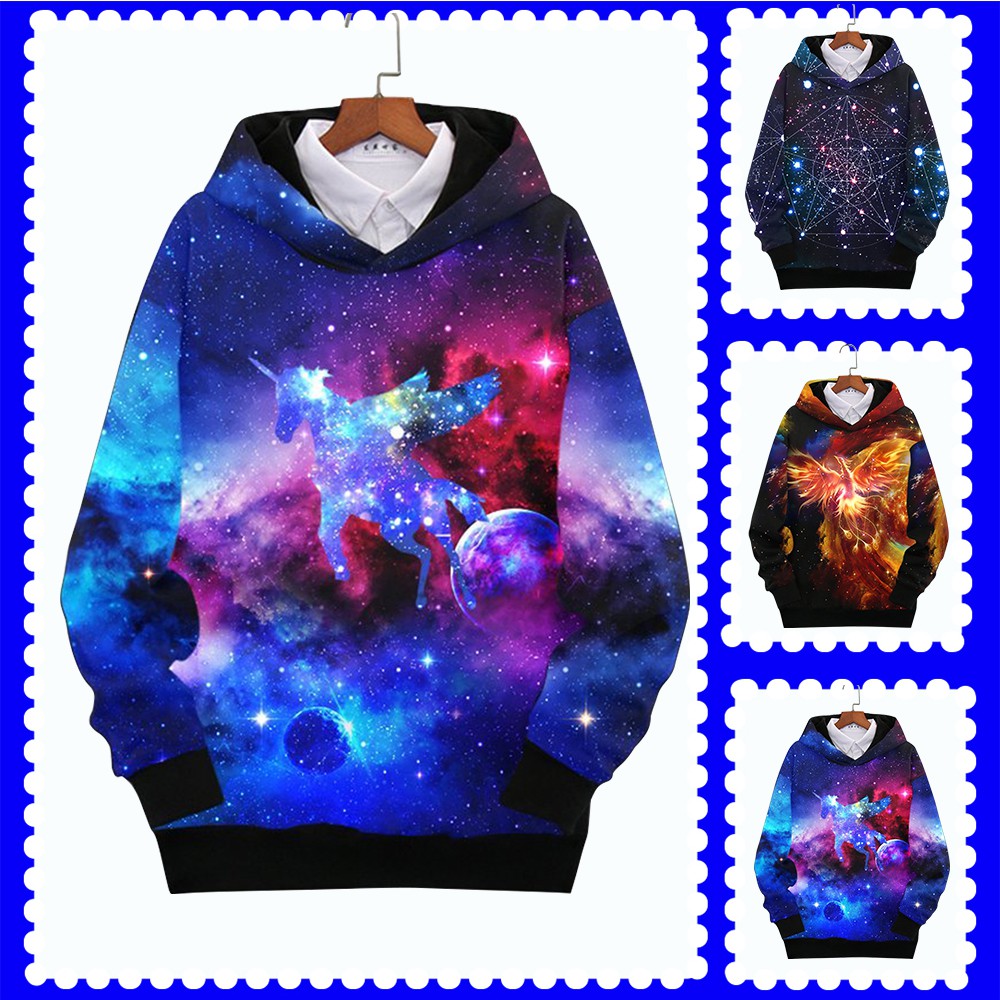 Áo Hoodies Nỉ Nam Nữ Phối Hoạ Tiết 3D Vũ Trụ Linh Vật Độc Đáo MENFASHION1989 AO TOP NAM 90000153