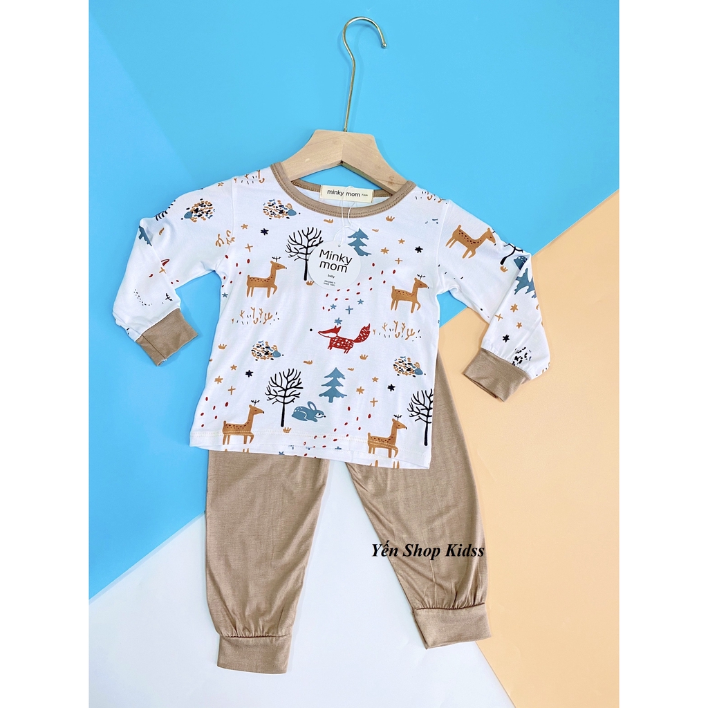 Bộ Dài Tay Minky Mom Họa Tiết Động Vật Nền Trắng Dễ Thương Cho Bé (6-19kg) (SP001237 )