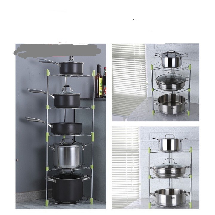 KỆ ĐỂ XOONG NỒI CHẢO 5 TẦNG INOX DÀY DẶN ( tuyển khách sỉ)