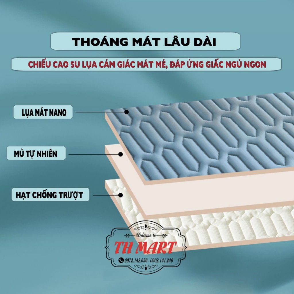 Chiếu Điều Hoà Mủ Cao-Su Non Tặng Kèm 2 Vỏ Gối Cùng Loại 3D Tencel Latex, Mát Mềm Mịn Nhập Khẩu ( Hàng Đẹp )