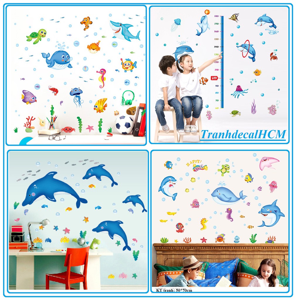 TRANH DECAL CÁ ĐẠI DƯƠNG - THẾ GIỚI CỦA BIỂN - Tranh decal dán tường cho bé🐬 🐬