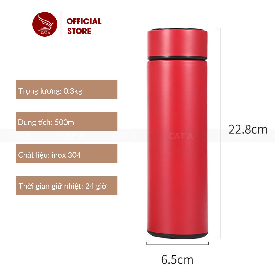 Bình giữ nhiệt Inox 2 lớp Cao Cấp thông minh có Đèn LED hiển thị nhiệt độ - Nhỏ gọn, sang trọng [ Dung tích 500 ML ] | BigBuy360 - bigbuy360.vn
