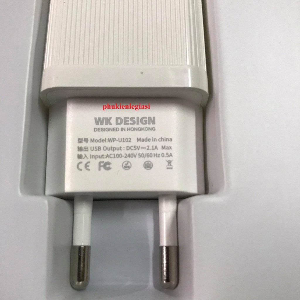 Cốc sạc 2 cổng WEKOME WK WP U102 dòng 2.1A sạc thông minh