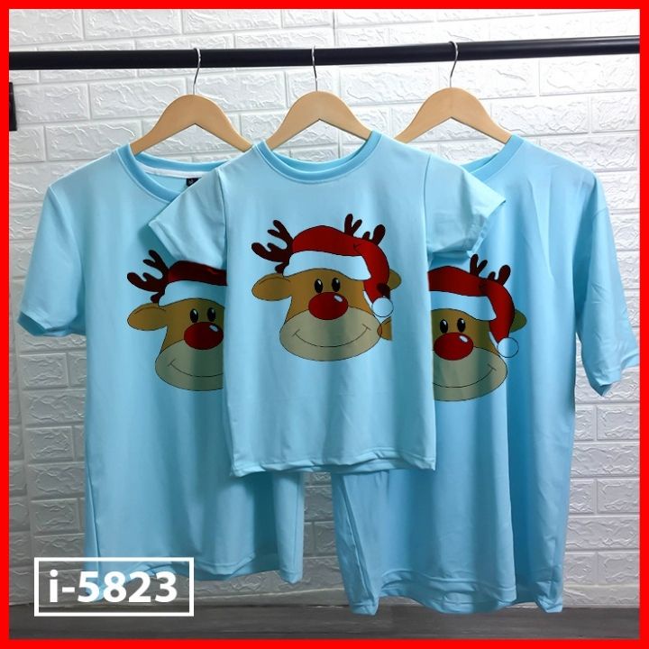 Áo Thun Gia Đình Màu Xanh In Hình Giáng Sinh Merry Christmas ATN5823