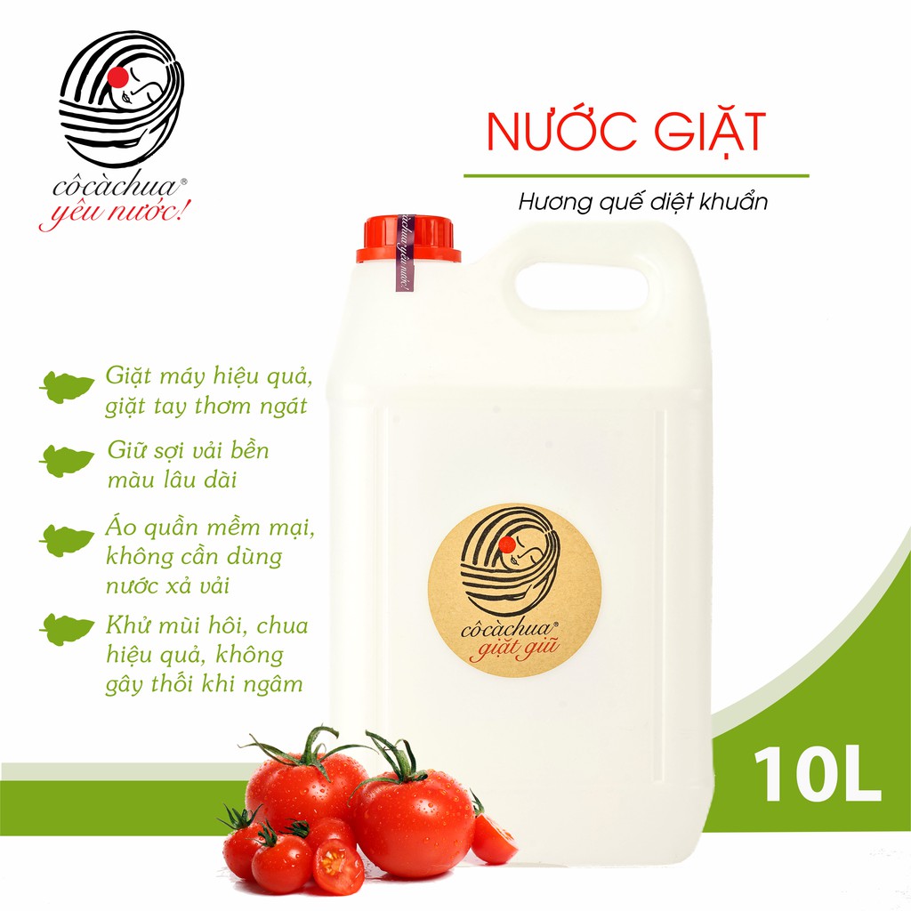 [Mã BMLT300 giảm đến 300K đơn 499K] Nước Giặt Máy Sinh Học 10L Cô Cà Chua Yêu Nước An Toàn Cho Da Trẻ Nhỏ Và Da Nhạy Cảm