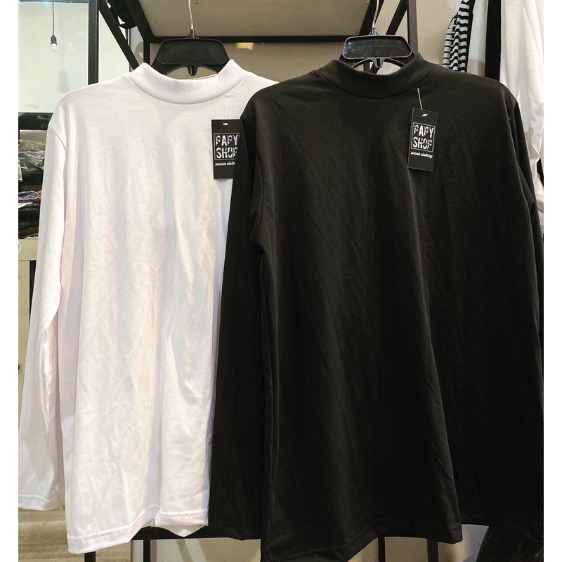 Áo tay dài cổ cao 3cm Unisex 2 màu (có video) | BigBuy360 - bigbuy360.vn