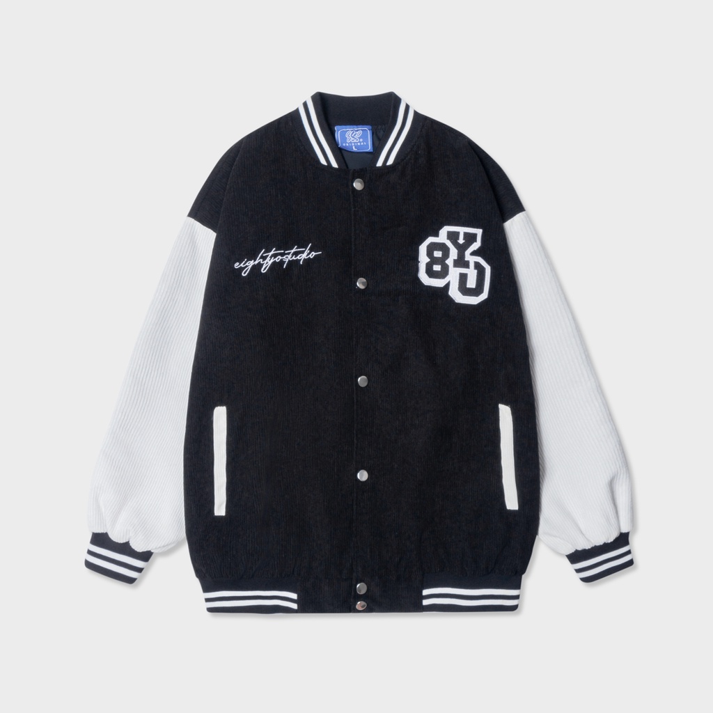 Áo khoác bomber varsity jacket 8YO Signature - Đen