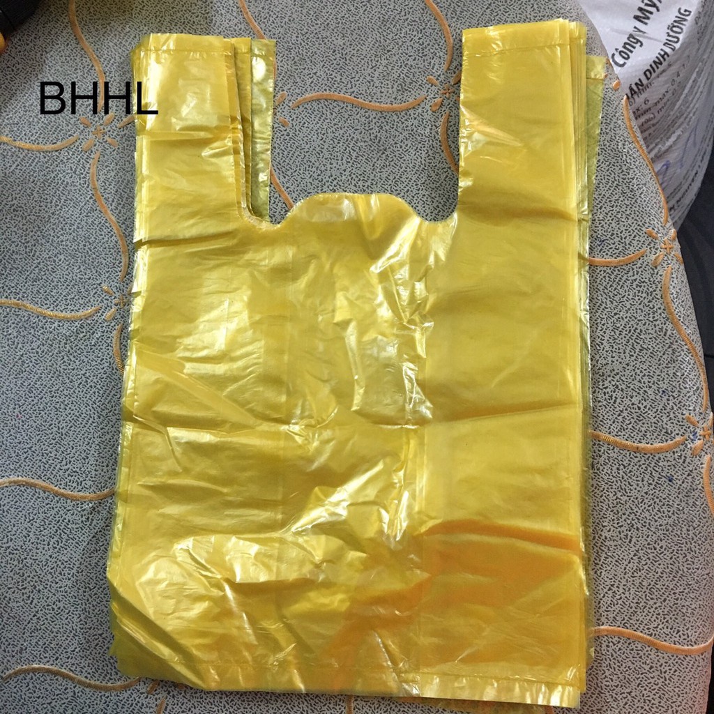 1kg túi nilon gai, nilon bóng, túi xốp, túi zin bóng, túi gai zin có quai xách màu VÀNG