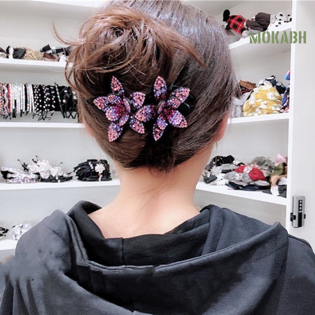 Kẹp Tóc Đính Đá Lấp Lánh Chống Trượt Tiện Dụng