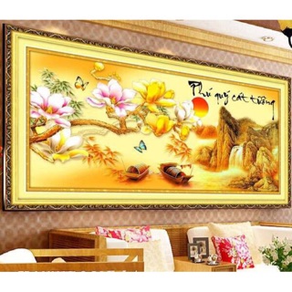Tranh đính đá phu quy cat tuong df121 kt 100x50cm