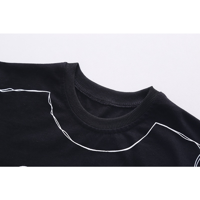 Bộ Áo Tay Ngắn In Chữ + Quần Short Vải Cotton In Họa Tiết Gấu Hoạt Hình Thời Trang Mùa Hè Cho Bé Kích Thước 80-120cm