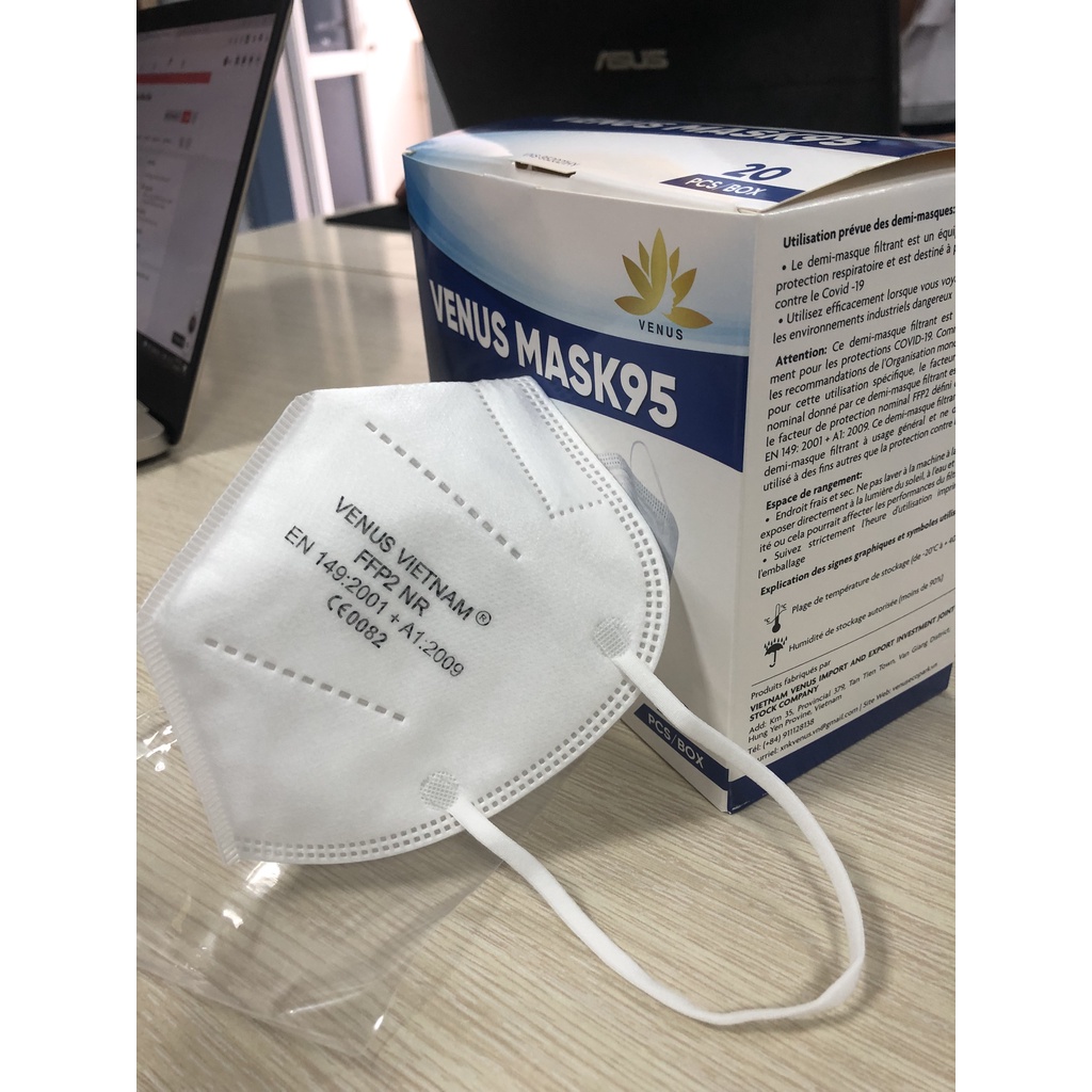 1 hộp khẩu trang N95 không van chính hãng Venus kháng khuẩn 95% [RẺ NHẤT]