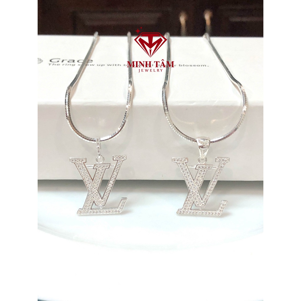Dây chuyền lụa bạc 925 kết hợp mặt LV size nhỏ cho nam-Minh Tâm Jewelry