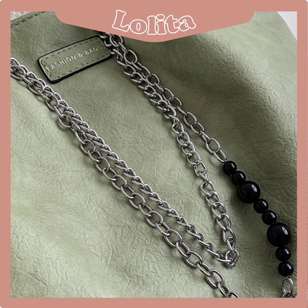 Túi Xách Tote Da Nhăn Bản To Công Sở Vintage LOLITA