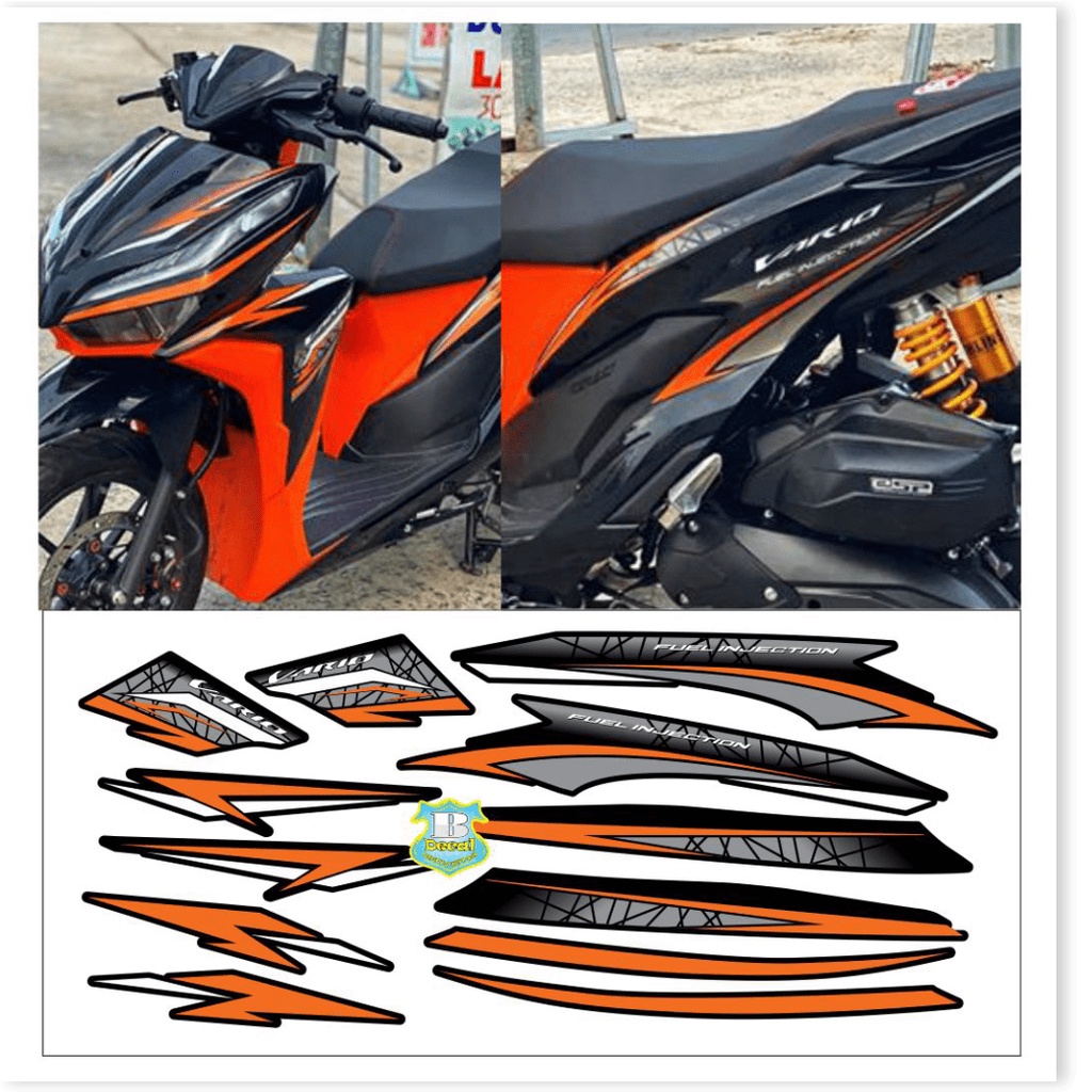 Tem vario 150 sọc chéo cam đen 2