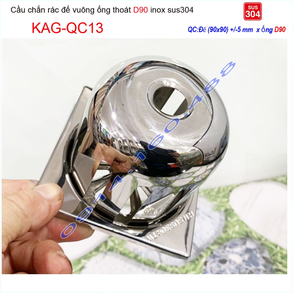 Cầu chắn rác sân thượng KAG-QC13-D90 inox SUS304, cầu chắn rác D90 Roca, phễu thoát nước mưa