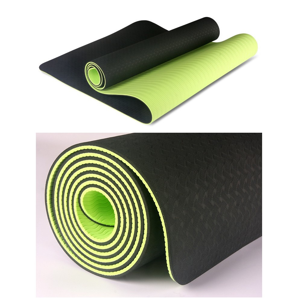 Thảm tập gym và yoga TPE 2 lớp đủ màu,Thảm tập Yoga TPE 2 lớp ECOFRIENDLY 6mm có túi đựng,cao cấp, chất liệu an toàn