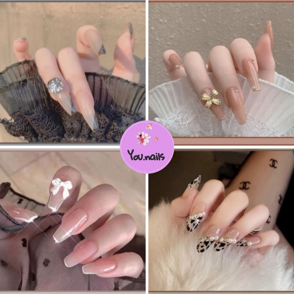 Móng tay giả đính đá kèm keo dài nhọn ngắn YOU NAILS (Mã Yz31-Yz40)