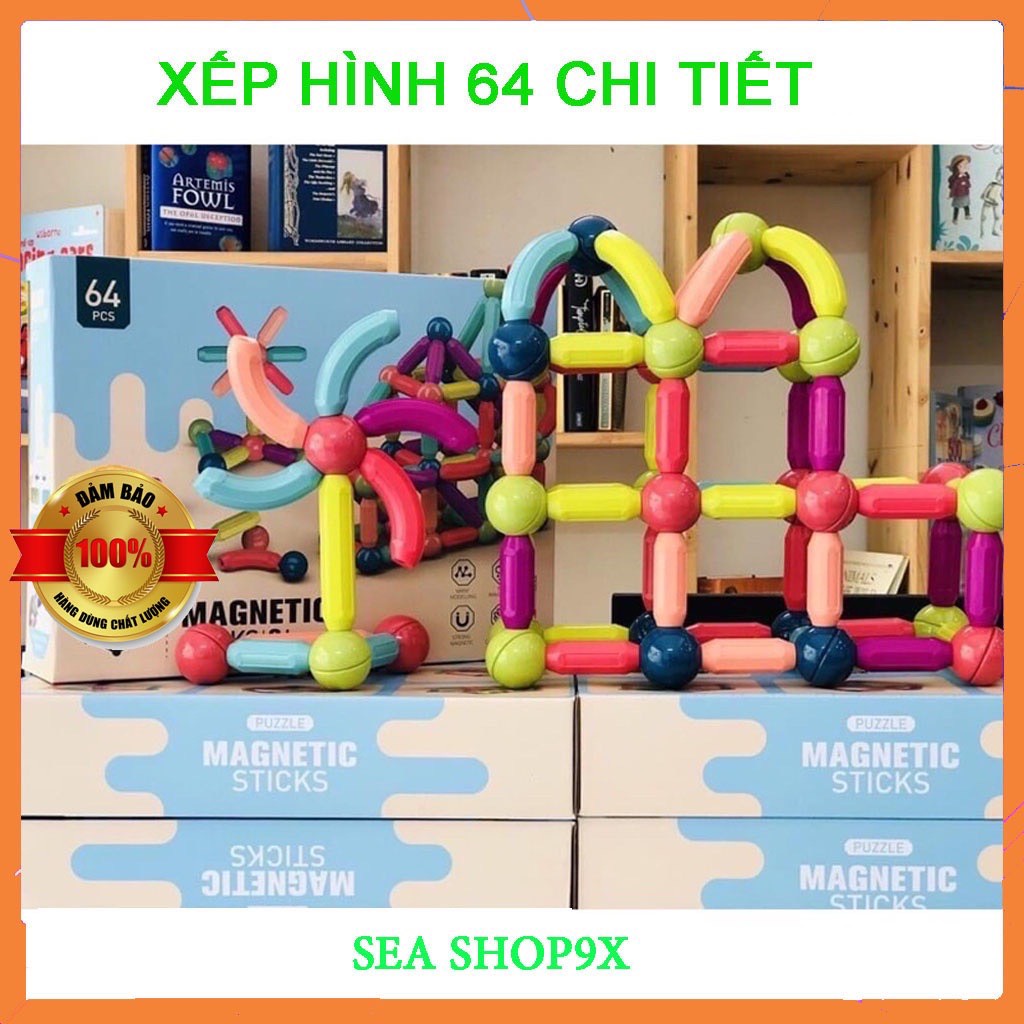 Bộ Xếp Hình Nam Châm Cho Bé (36, 42, 64 chi tiết) ☘️ Montessori cao cấp ✨ Đồ chơi Gỗ - Giáo Dục - An toàn - Thông minh