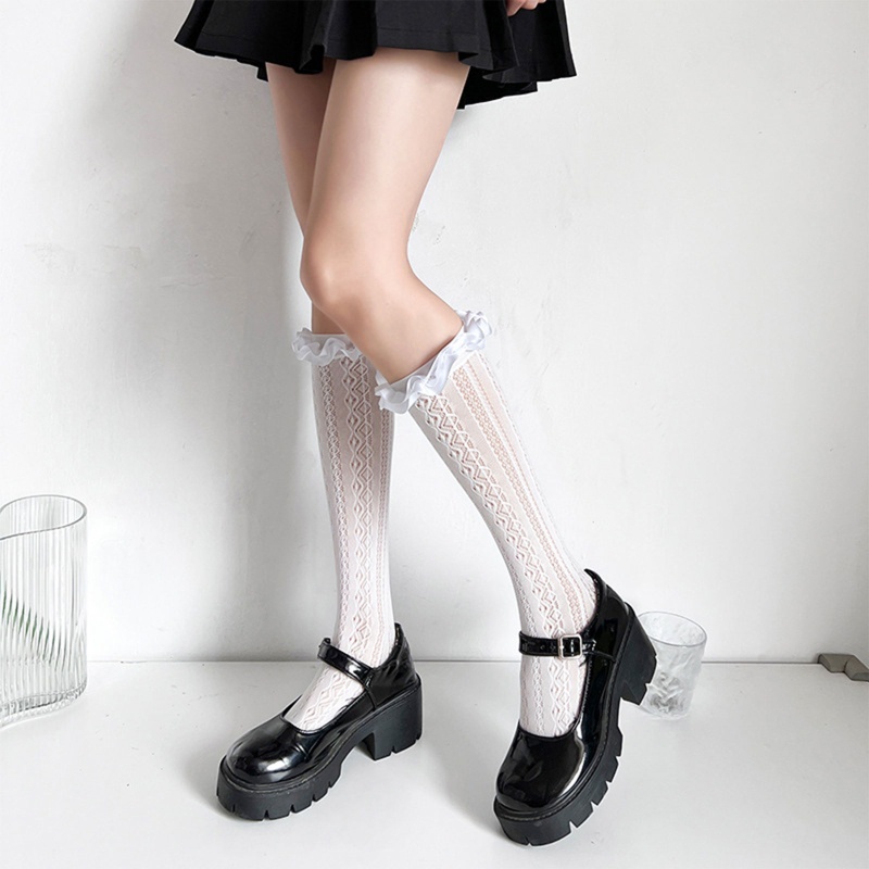 1 Đôi Tất Ren Rỗng Phong Cách Lolita Nhật Bản Ngọt Ngào Cho Nữ