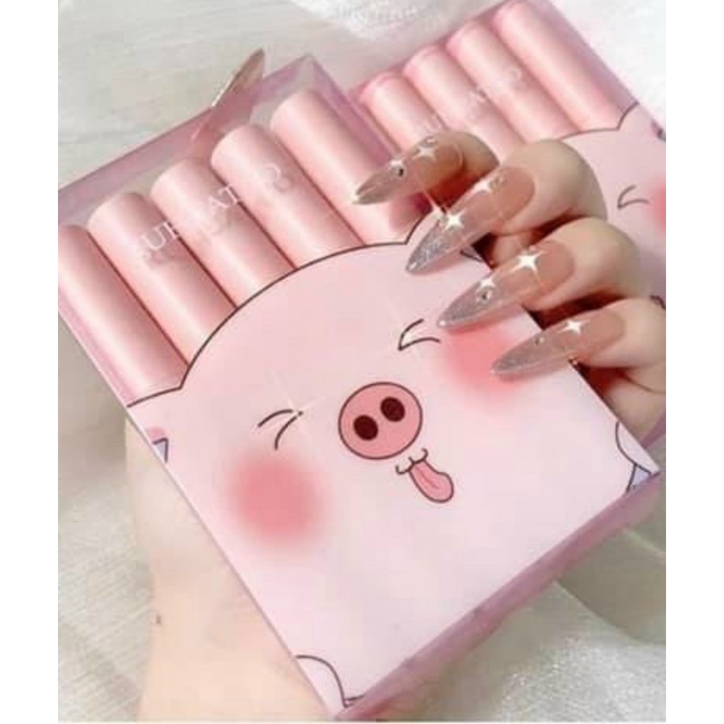 [CHÍNH HÃNG]Set 5 Cây Son Leaduu Pig Matte Bộ Son Bóng Màu Hồng Siêu Xinh