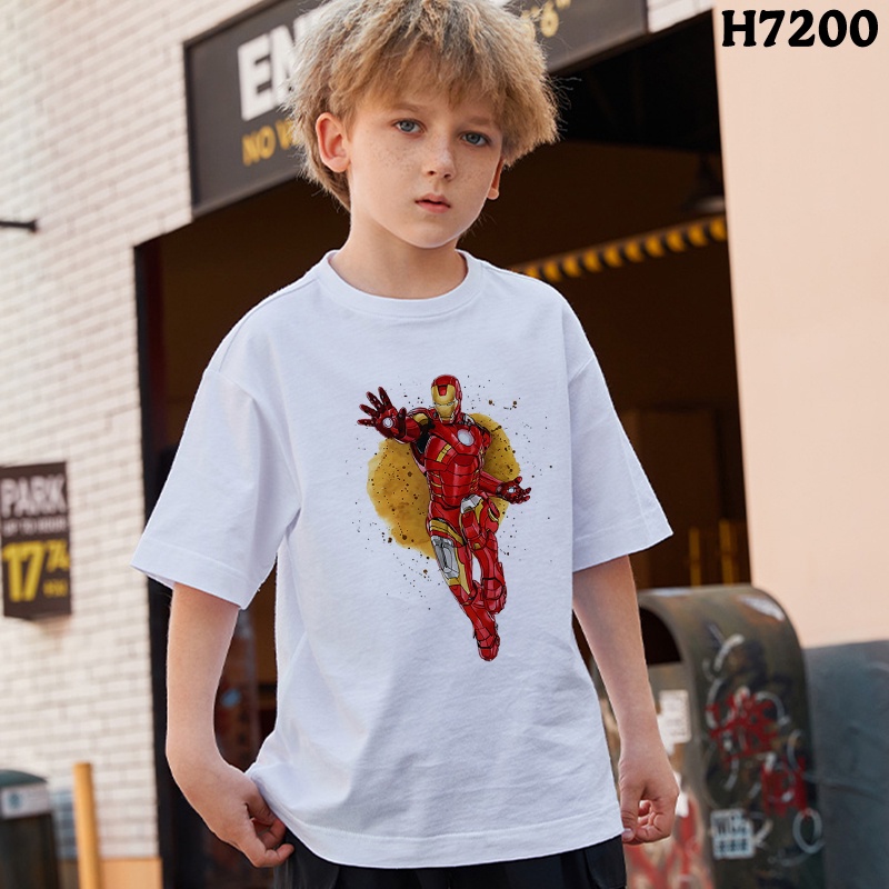 Áo thun tay ngắn in hình siêu anh hùng Marvel thời trang mùa hè cho trẻ em