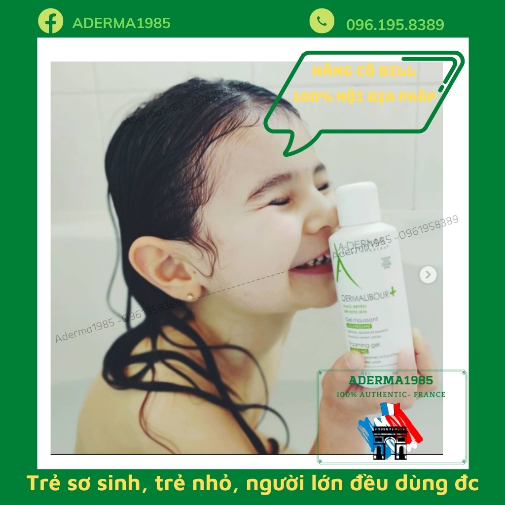 Gel rửa mặt làm sạch, làm dịu da kích ứng A-Derma Dermalibour+ Foaming Gel 200ml, hàng Pháp nội địa_Sữa Paris Aderma