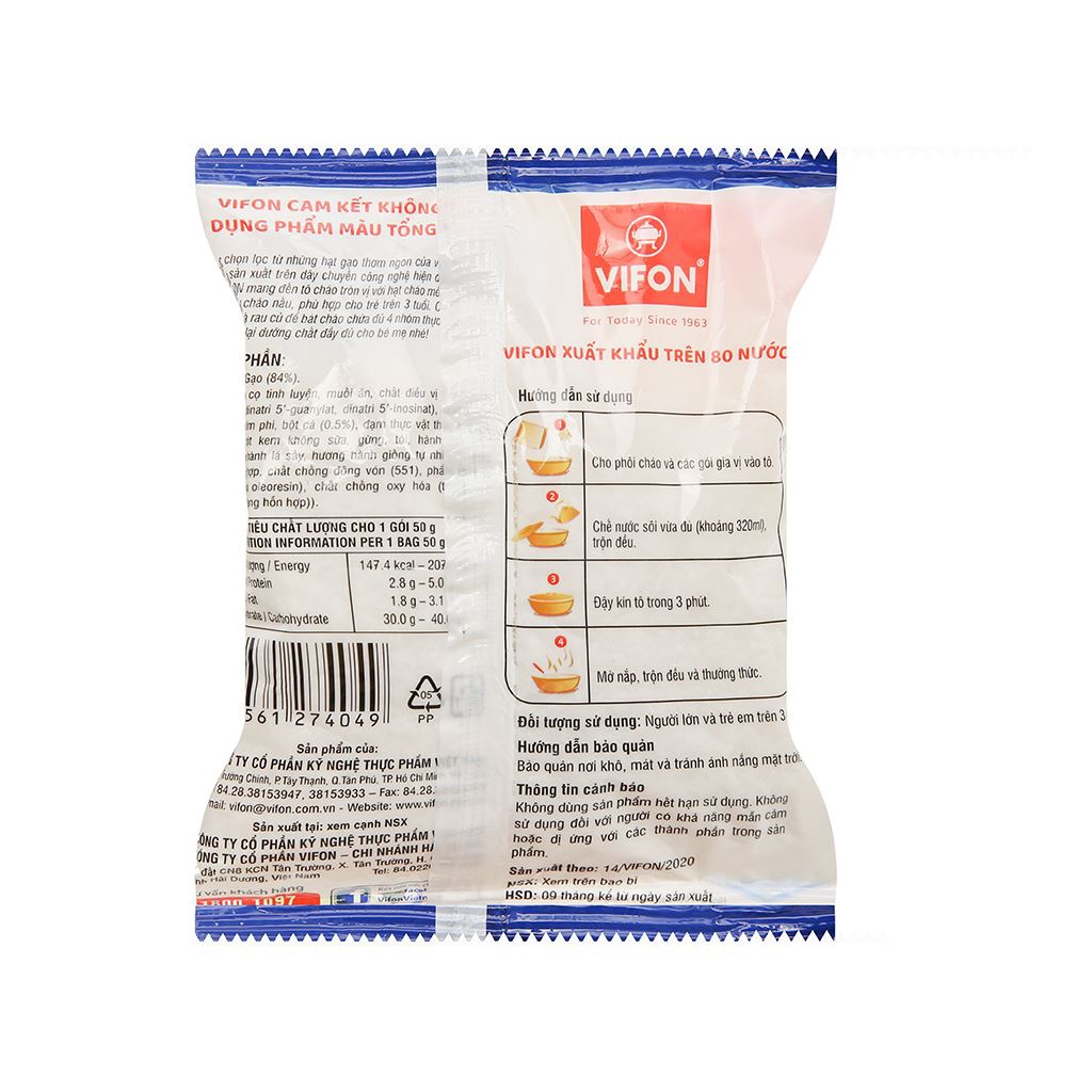 Thùng 50 gói cháo Vifon vị cá 50g