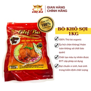 Khô Bò Sợi 1KG Bò Khô Tây Nguyên Chị Ba Gia Lai Thịt bò khô ăn ngon đồ ăn vặt vệ sinh đặc sản đà nẵng