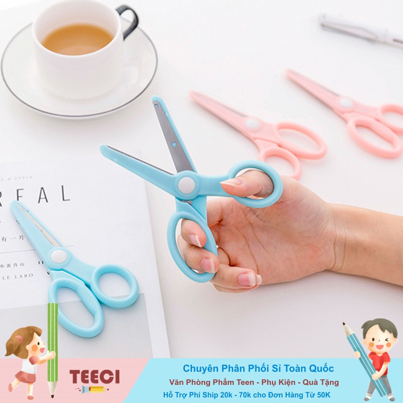 &lt;Ảnh Thật Shop Chụp&gt; Kéo Cắt Giấy Thủ Công Học Sinh Văn Phòng Nhựa Cứng Nhiều Màu Siêu Cute T012