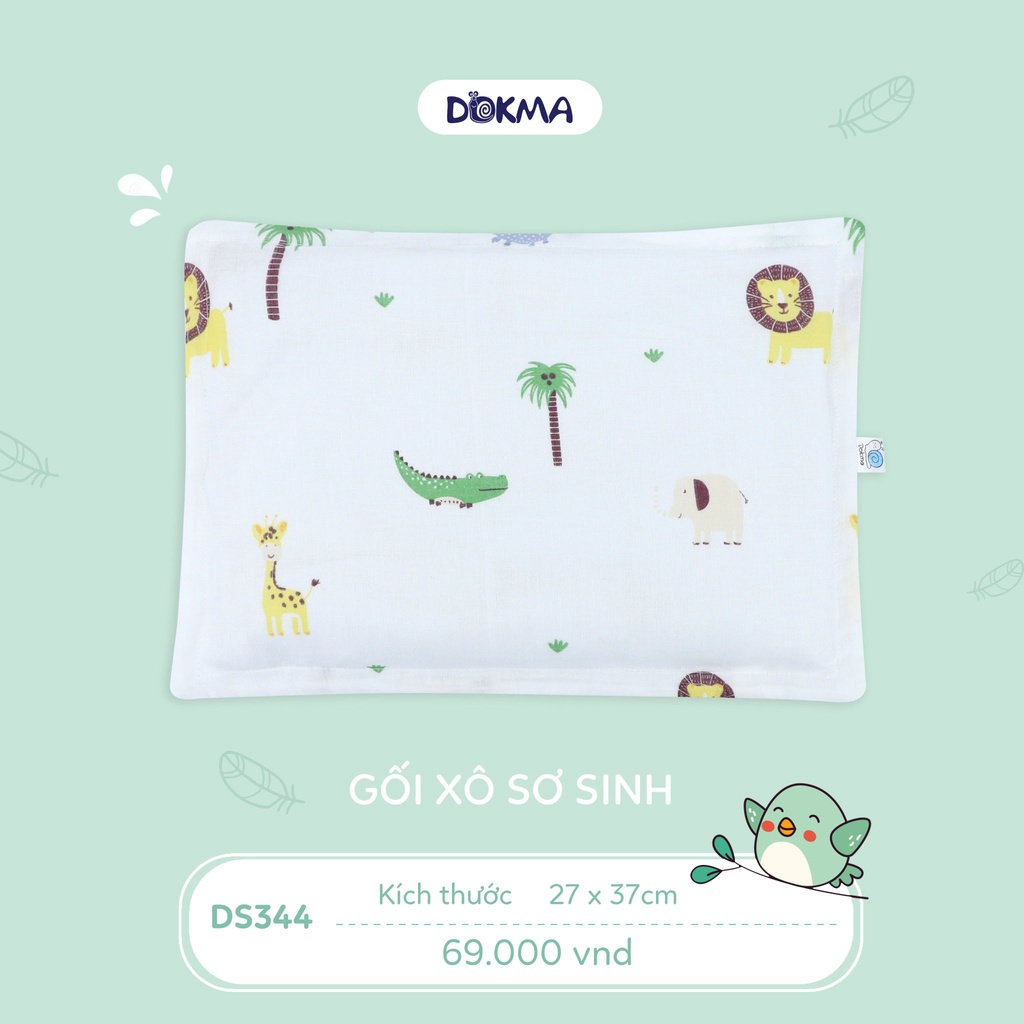 [QUÀ 20K]Gối Xô Sơ Sinh Dokma 100% Sợi Organic Cotton Thấm Hút Mồ Hôi Kích Thước 27x37cm,Tặng Vòng Dâu Trị Giá 20k.