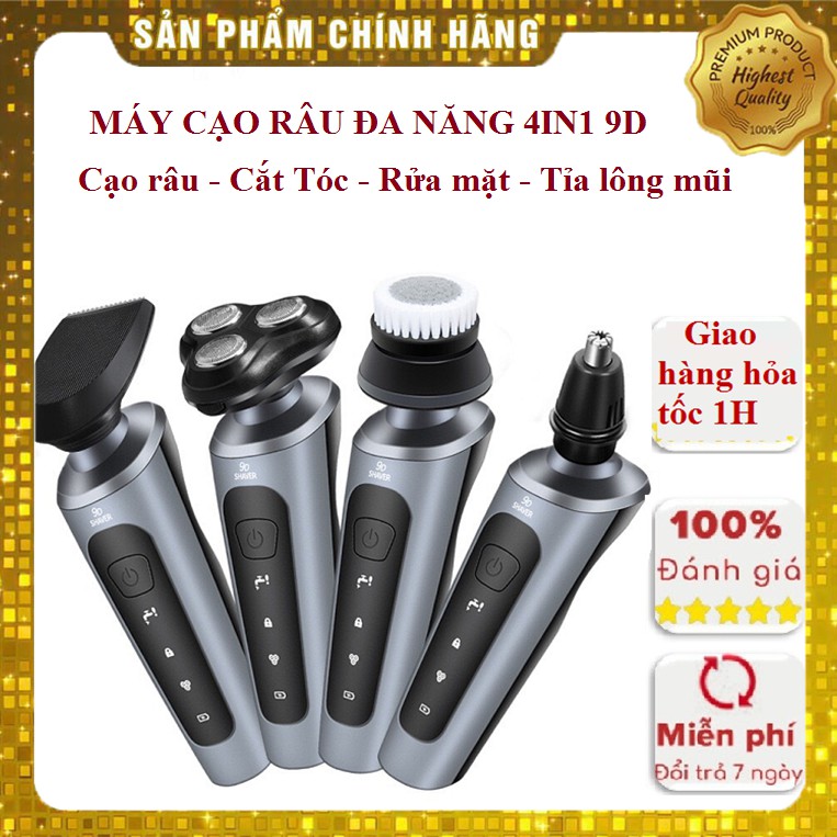 Dao cạo râu đa năng xịn máy cạo râu điện Shaver 9D 4 trong 1 cao cấp chống nước dành cho nam giới có bảo hành