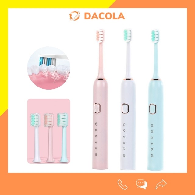 Bàn chải điện đánh răng sonic 5 chế độ sợi dupont kèm 4 đầu chải sạc điện chống nước làm sạch sâu 518a