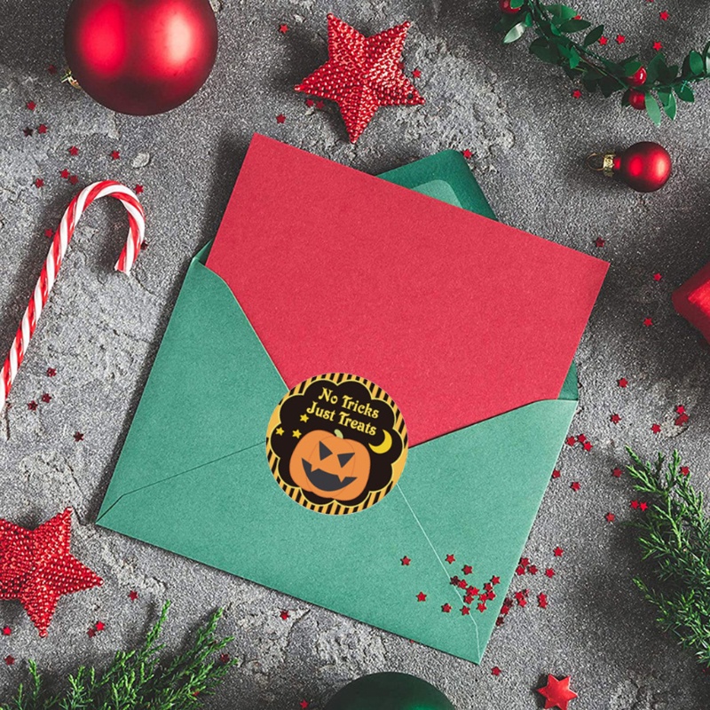 Set 500 Nhãn Dán Tròn Trang Trí Hộp Quà Halloween