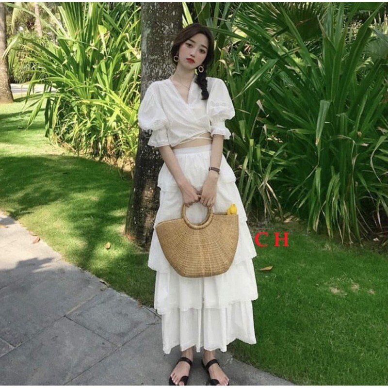 [ Mã FAMAYWA2 giảm 10K đơn 50K] Sét váy năm tầng đi biển CH12 0321