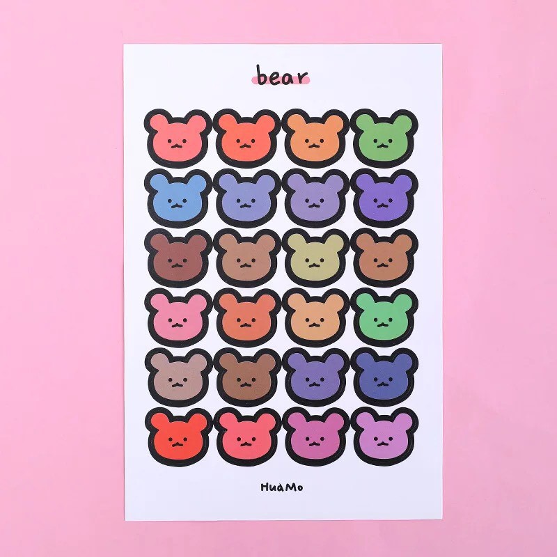 Sticker Giấy Dán Trang Trí Hình Chân Mèo, Hình Chấm Tròn Bảng Palette Màu