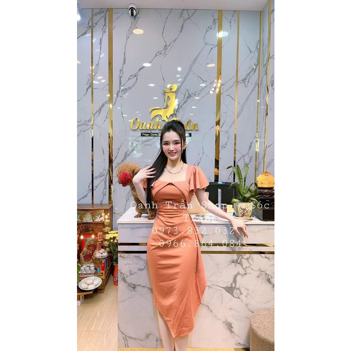 Đầm thời trang nữ mặc đi chơi chất umi có mút ngực cao cấp cổ vuông tay búp ôm xoè bèo