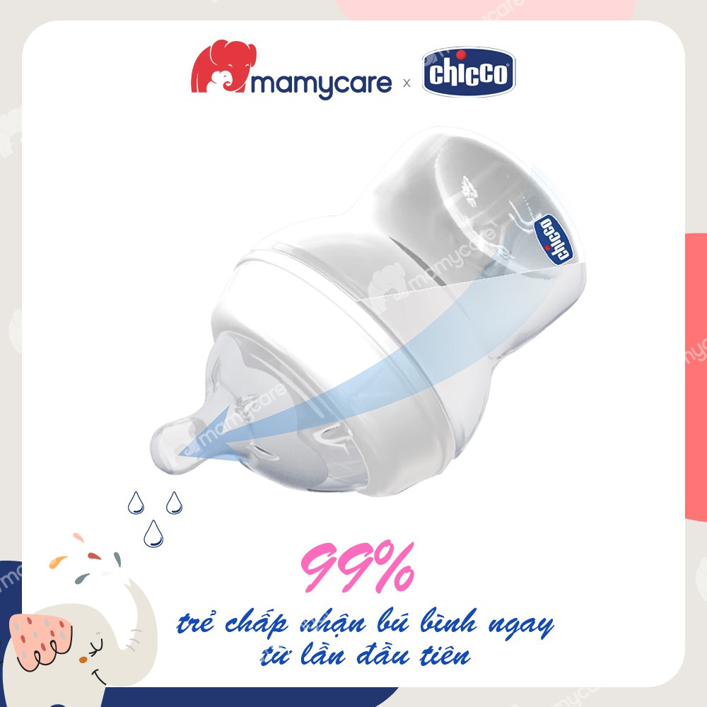 Bình sữa núm nghiêng Pisa Chicco Natural Feeling cho bé từ sơ sinh 150ml - MAMYCARE