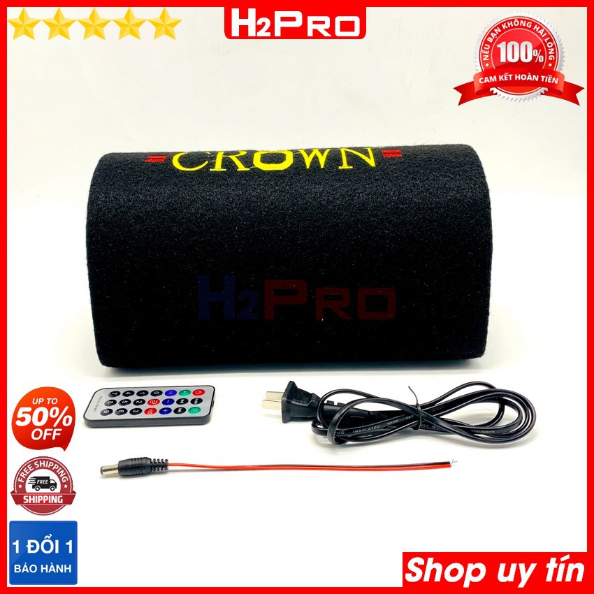 Loa bluetooth Crown 5 2021 H2PRO bass 13-40W đa năng USB-Thẻ nhớ-radio (1 loa), loa gầm ô tô cao cấp điện 220V-110V-12V