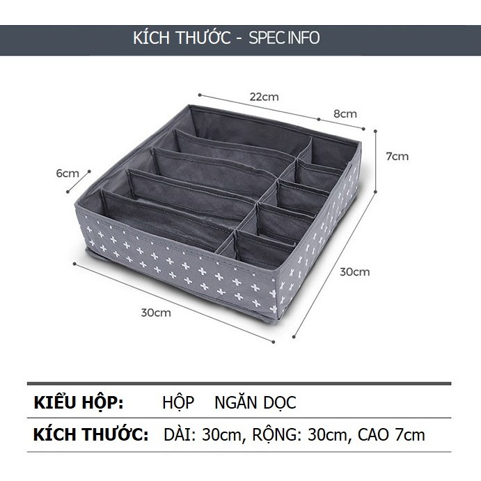 (HCM)- HỘP ĐỰNG ĐỒ LÓT 10 NGĂN BẰNG VẢI CHỐNG THẤM NƯỚC