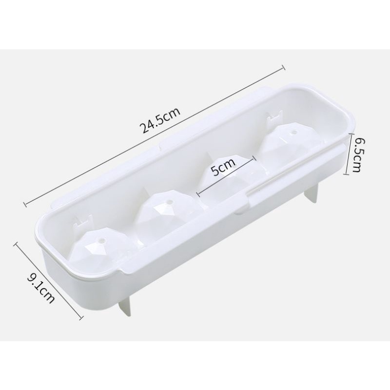 Khuôn 4 ô làm đá hình tròn có nắp 24.5x9.1cm,,,