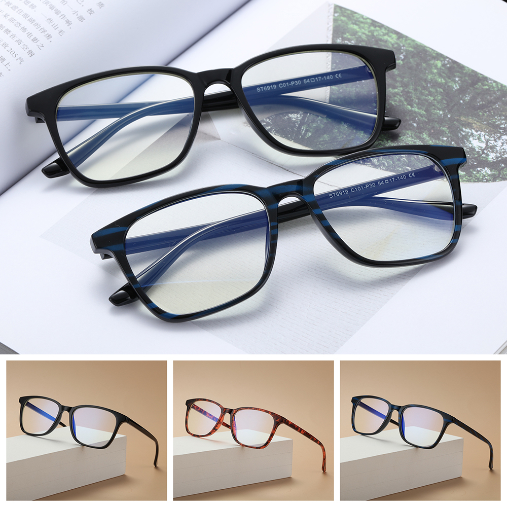 Kính Đọc Sách Chống Tia UV400 Gọng Nhẹ Màu Xanh Dương Có Bản Lề Lò Xo Kiểu Retro Cho Nam Nữ