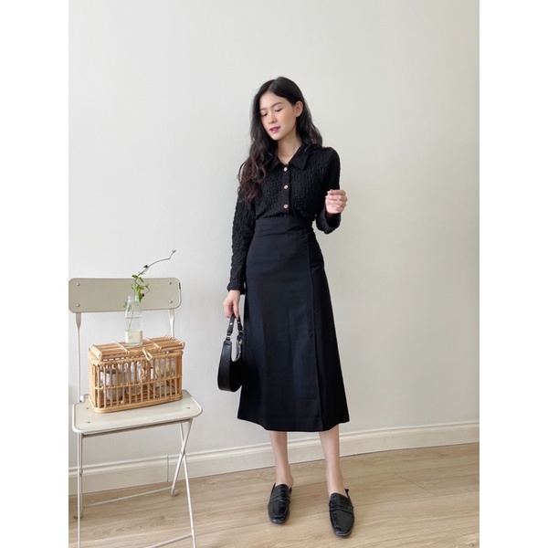 YU CHERRY | Váy chữ A xẻ tà, Long CB skirt YV036
