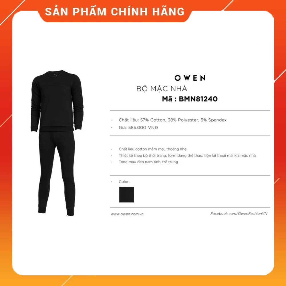 (Owen chính hãng) Bộ mặc nhà OWEN - BMN81240BK