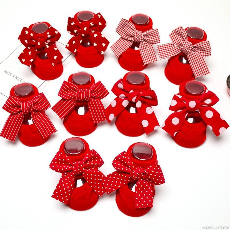 Set tất + băng đô nơ co giãn chống trượt thời trang cho trẻ em