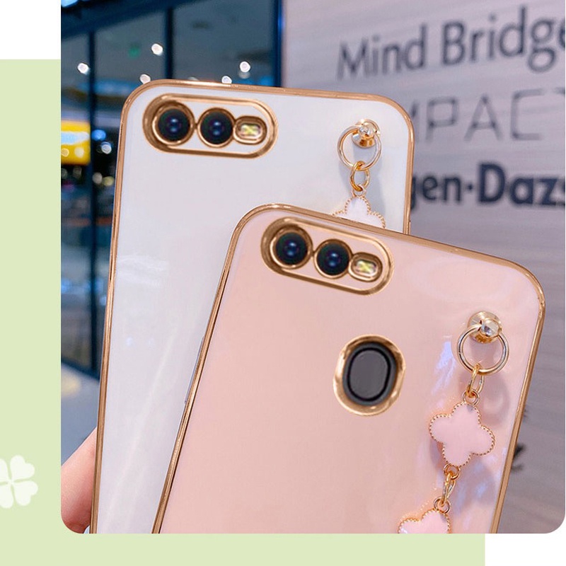 Ốp điện thoại KOOSUK mềm mạ có dây đeo tay thời trang cho Oppo a5s a7 a11k a12 f9 pro ax7 ax5s a7x