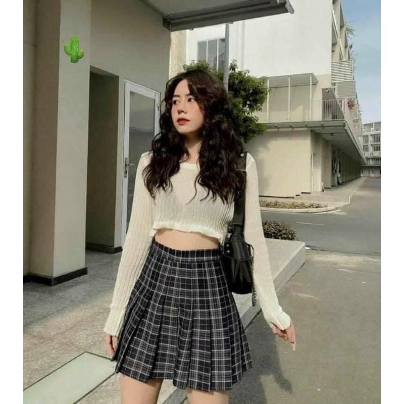 Chân váy xòe  Chân Váy ngắn Tennis kẻ caro xếp ly dáng xòe Hàn Quốc chất liệu kaki mềm đẹp | BigBuy360 - bigbuy360.vn