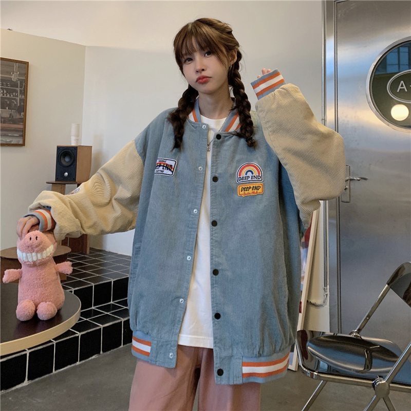 Áo Khoác Nam Nữ, Áo Khoác Bomber Deep End Chất Nỉ Nhung Cầu Vồng (Kèm Ảnh Thật) | BigBuy360 - bigbuy360.vn