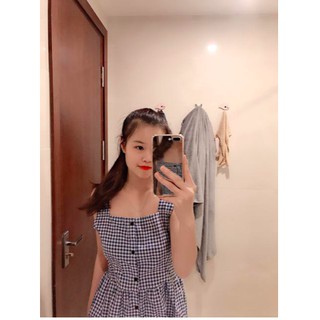 Đầm Caro 2 Dây Đuôi Cá Xếp Ly (kèm ảnh thật)