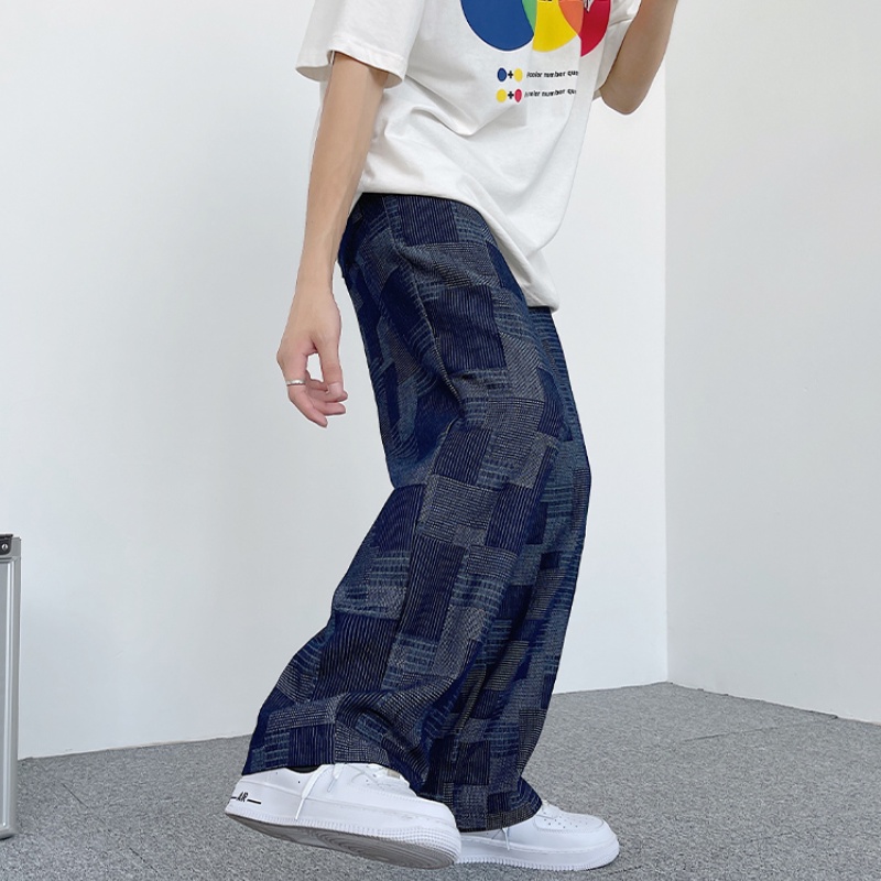 Quần ống rộng họa tiết sọc caro phong cách hip hop Hàn quốc